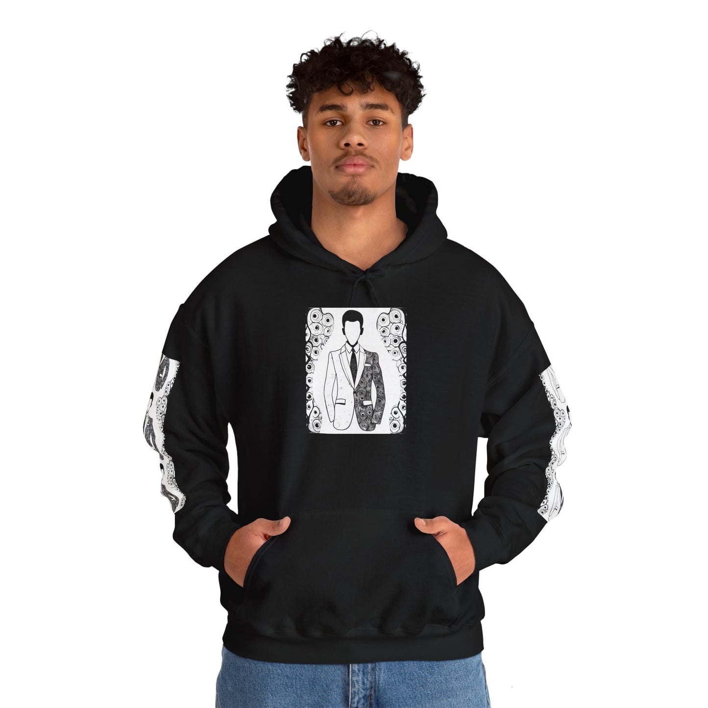 Hooded Sweatshirt - Eyes Only Look Out Exclusive No Face Suit and Eyes Design