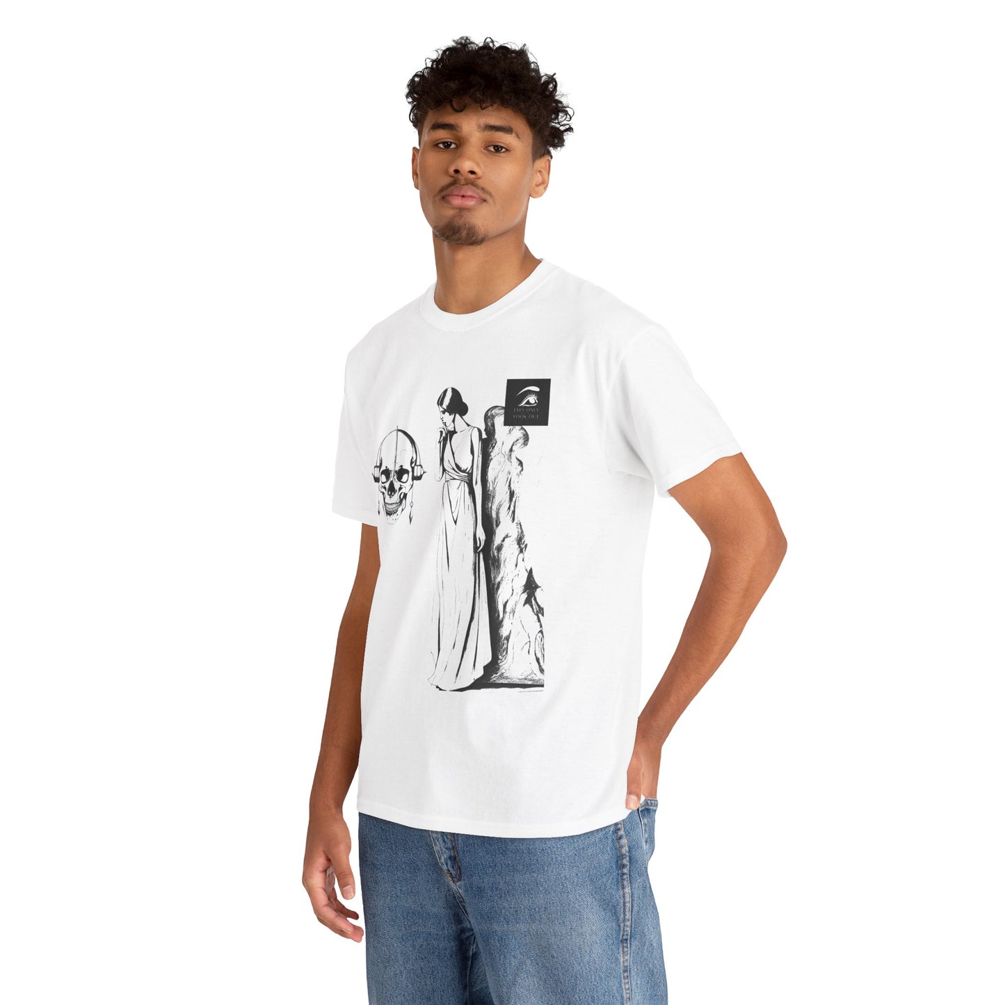 Model at Skull Graphic T-Shirt